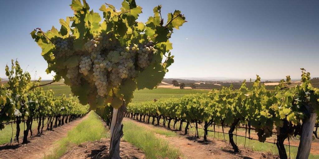 vineyard in Barossa Valley with Shiraz grapes