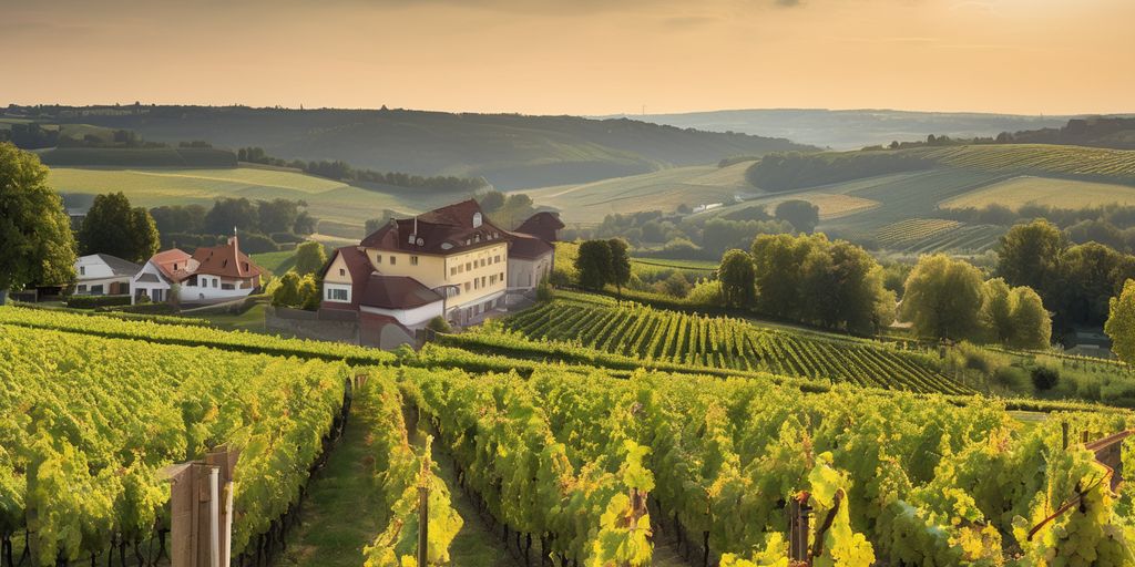 vineyards in Rheingau region with traditional and modern elements